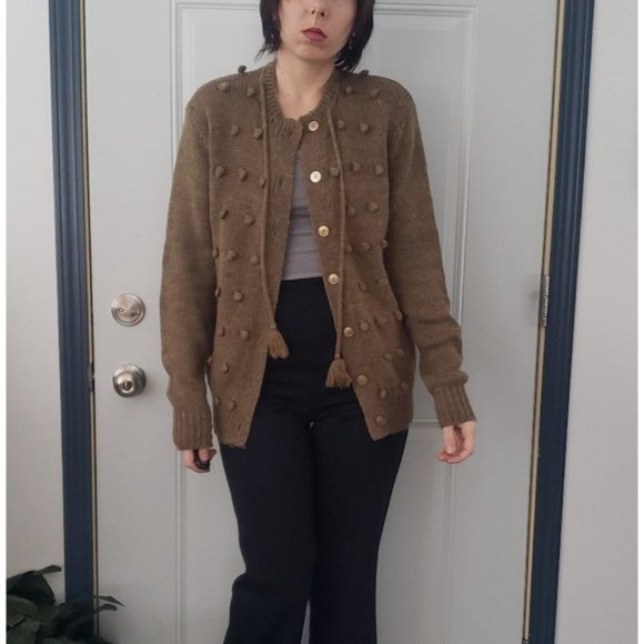 70s‎ Tan Knit Cardigan - Picture 1 of 5